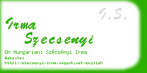 irma szecsenyi business card