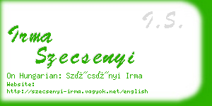 irma szecsenyi business card